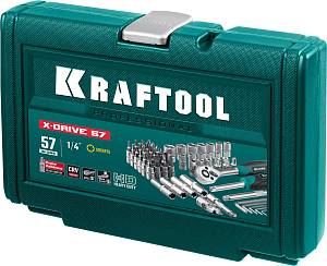 KRAFTOOL X-Drive, 57 предм., (1/4″), универсальный набор инструмента (27885-H57)
